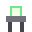 A standing brazier, green flame