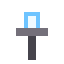 A wall sconce, frost-blue flame